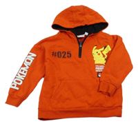 Červená mikina s Pikachu a 3D číslem a kapsou a kapucí PRIMARK