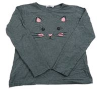 Tmavosivé melírované tričko s mačičkou zoolaboo