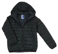 Černá prošívaná šusťáková zimní bunda s kapucí JACK&JONES