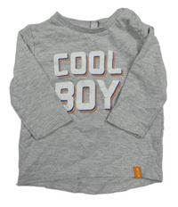 Šedé melírované triko s nápisy