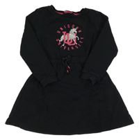 Černé teplákové šaty s jednorožcem a nápisy George