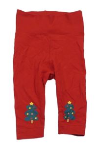 Červené legíny s vánočními stromečky H&M