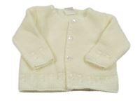 Smetanový pletený propínací svetr 