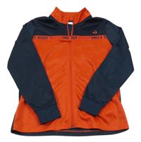 Červeno-tmavomodrá prepínaci športová mikina s pruhom s nápismi TEX