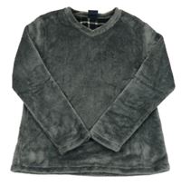 Tmavošedá plyšová pyžamová mikina 