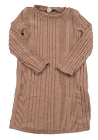 Pudrovo-sivé melírované rebrované úpletové šaty SHEIN