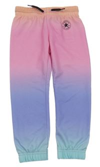 Růžovo-modrofialovo-pomněnkovo-světleoranžové ombré tepláky s logem converse