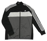 Čierno-bielo-tmavosivá prepínaci športová mikina Adidas
