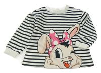 Bielo-čierna pruhovaná mikina so zajačikom SHEIN