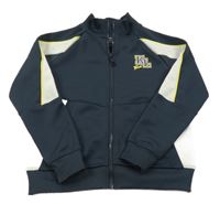 Tmavomodro-biela prepínaci športová mikina s písmenky