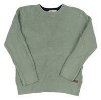 Olivový rebrovaný sveter s nášivkou H&M