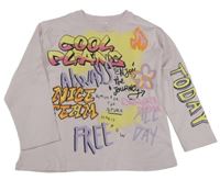 Světlerůžové triko s graffiti nápisy ZARA