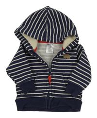 Tmavomodro-biela pruhovaná prepínaci mikina s medvedíkom a kapucňou carter's