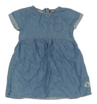 Modré rifľové šaty s kopretinou a vreckom naturaline