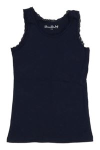 Tmavomodrý top s čipkou POCOPIANO