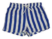 Safírovo-biele pruhované plážové kraťasy