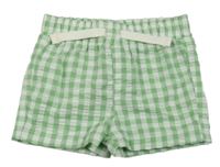 Zeleno-biele kockované krepové kraťasy PRIMARK