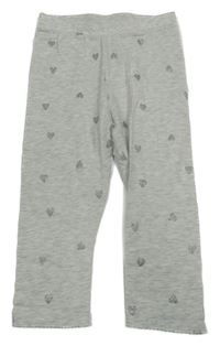 Svetlosivé melírované capri legíny so striebornými srdiečkami H&M