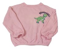 Svetloružová oversize mikina s T-Rexem George