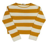 Okrovo-biely pruhovaný crop sveter H&M