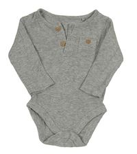 Šedé melírované žebrované body s kapsou a knoflíky Tu