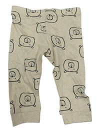 Béžové melírované ľahké tepláky s medveďmi F&F