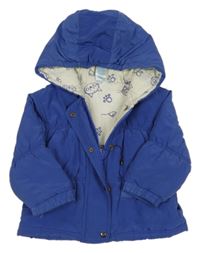 Modrá šusťáková zateplená bunda s kapucí C&A