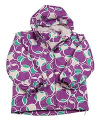 Fialová bodkovaná á šušťáková lyžiarska bunda s kapucňou