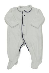 Biely zamatový overal s golierikom a hviezdami George