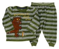 Khaki-šedé pruhované plyšové pyžamo s Gruffalem M&S