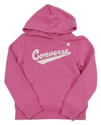Tmavorůžová mikina s logem a kapucí Converse