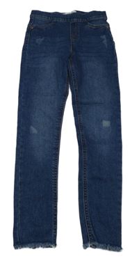 Tmavomodré džegíny s vyšúchaním Denim Co.