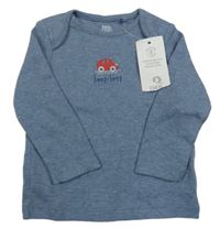 Nové - Modré melírované triko s autem F&F