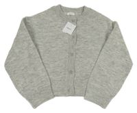 Nové - Šedý melírovaný vlněný propínací svetr Next