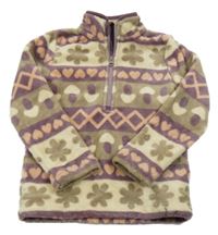 Béžovo-hnedo-fialová vzorovaná chlpatá mikina Kuniboo