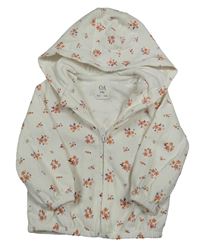 Biela kvetovaná rebrovaná prepínaci mikina s kapucňou C&A