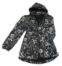 Černý květovaný softshellový kabát s kapucí Name it