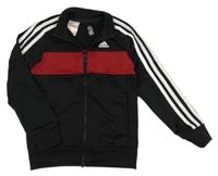 Černo-vínová sportovní propínací mikina s logem Adidas