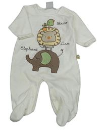 Smetanový sametový overal se zvířaty Bubble Gum