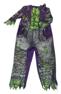 Kostým - Fialovo-zelený overal s řetězy - Frankenstein