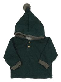 Tmavozelená mikina s gombíkmi a kapucňou H&M