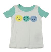 Bielo-tyrkysové tričko so smajlíkmi Primark