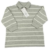 Nové - Sivo-biela pruhovaná polo mikina F&F
