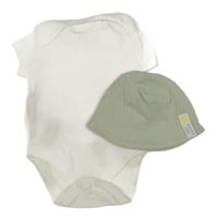2set - Biele body + svetlozelená rebrovaná čapica s nášivkou
