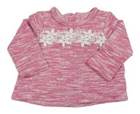 Tmavoružová melírovaná trblietavá mikina s kvetinami Primark
