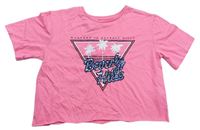 Neónově ružové crop tričko s nápisem z flitrů George