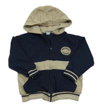 Tmavomodro-béžová prepínaci mikina s kapucňou zn. Tu