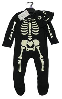 Nové - 2 set - černý overal s kostmi + čepice F&F