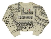 Nové - smetanovo-čierna vzorovaná crop mikina River Island