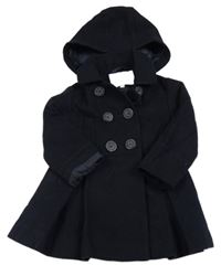 Tmavomodrý flaušový podšitý kabát s kapucňou Mini Boden